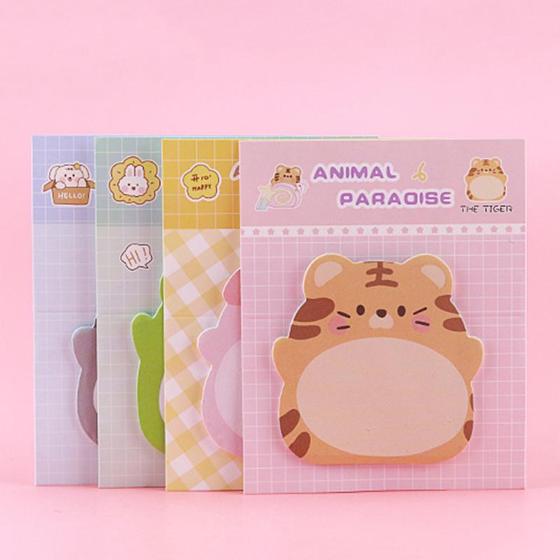 1 Piece Adhesive Kawaii Cartoon Animals Sticky Notes Notepad Memo Pad Office School Supplies Stationery Sticker