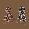 Acrylic Fibers Heart Thickened Scarf Warmer Tassel Shawl Large Plaid Knitted Scarf  Men
