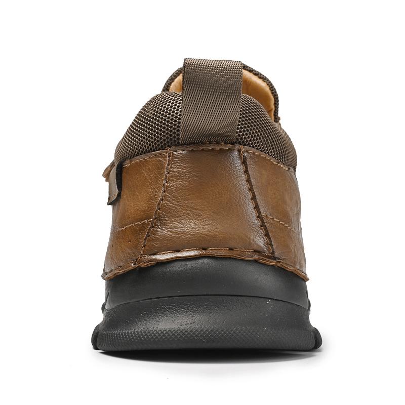 Men's Low-top Leather Shoes Zipper Casual Sneakers Plus Size 39-46