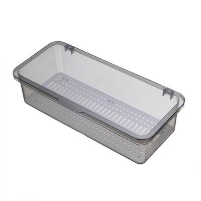 Flatware Tray with Lid and Drainer Dustproof Transparent Fashionable Silverware Countertop Storage Container for