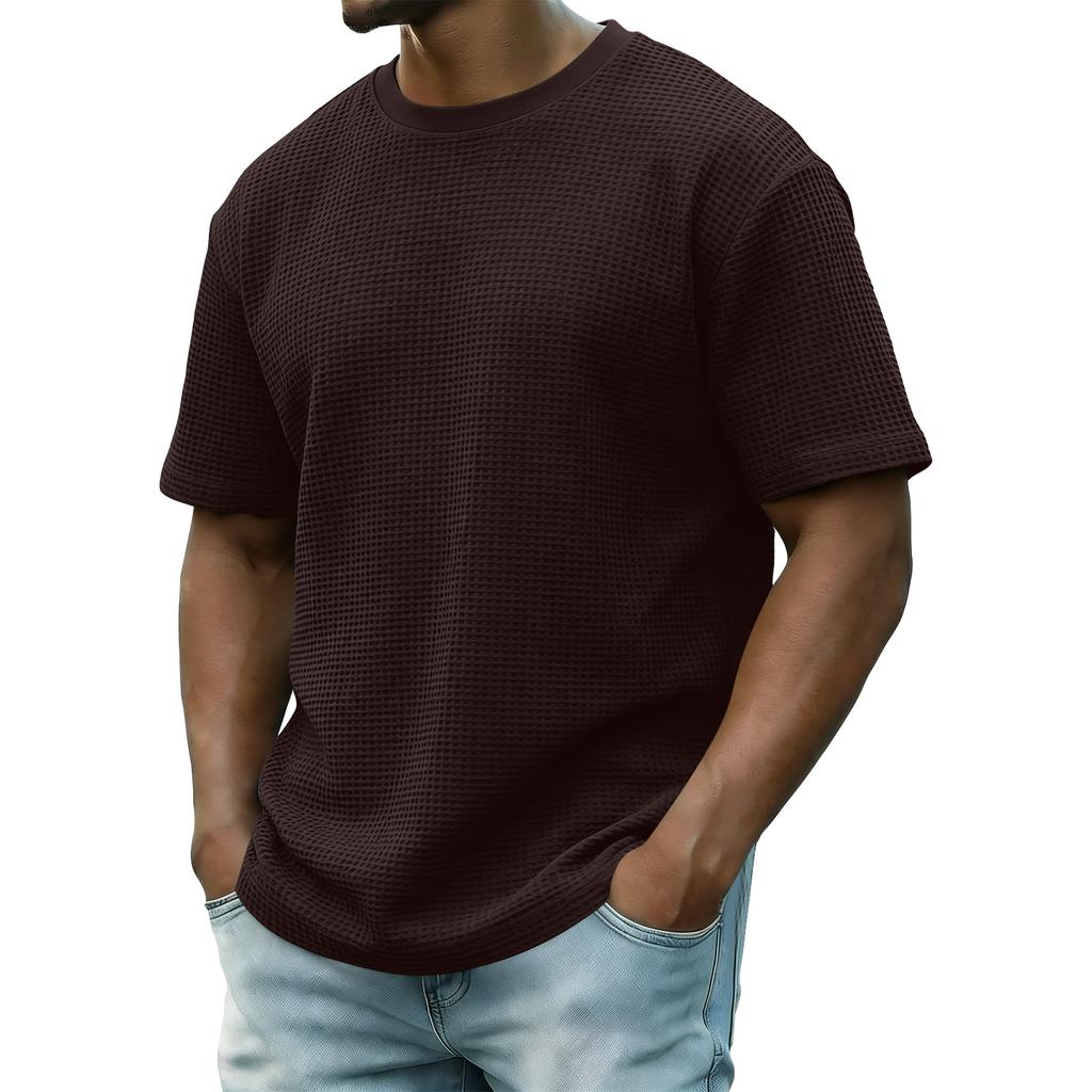 Men's Summer Short-Sleeve Top Men's Casual Fashion Textured Short-Sleeve Top