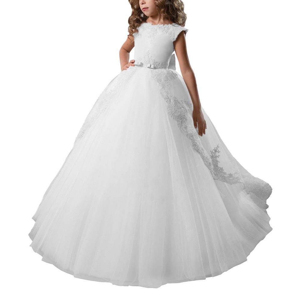 Kids' Formal Evening Dress with Train for Piano Performance or Catwalk