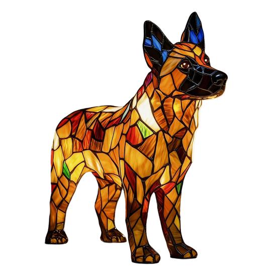 Stained Glass Dog Lamp USB Powered Retro Resin Rainbow Dog Table Lamp Cute Puppy LED Night Light for Bedroom Desk Home Decor Gift for Dog Lovers