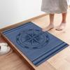 Tapete de Porta Interno Bússola Náutica - 20"x31.5", Tapete de Boas-Vindas Antiderrapante para Pátio, Tapete Azul Marinho Listrado Bússola Costeira para Entrada, Perfil Baixo
