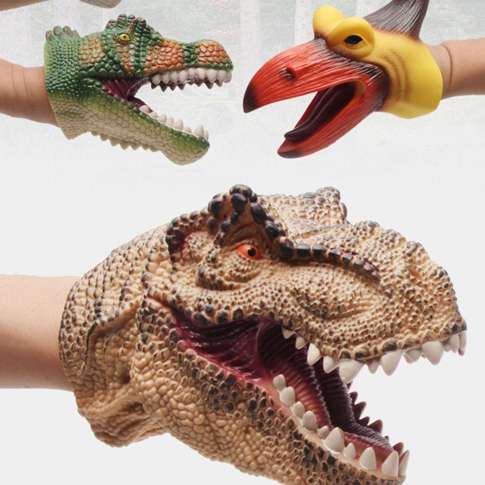 Arm Size Head Puppets Crocodile Head Gloves Soft Rubber Hand Puppet Realistic Dinosaur Head Model