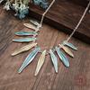 New color oil geometric line necklace, fashionable and simple women's versatile yellow-green line necklace