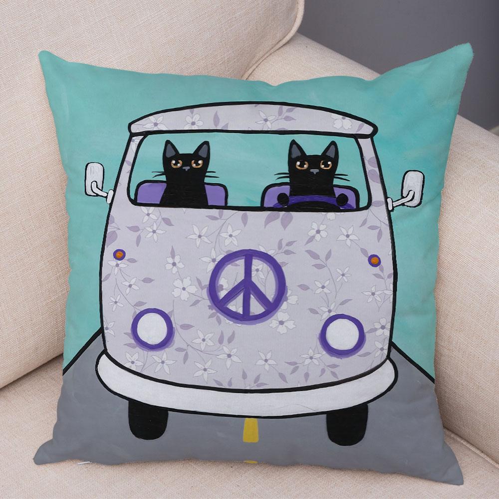 Pet Animal Cute Funny Cartoon Driving Cat Pillowcase Pillowcase Cushion Cover