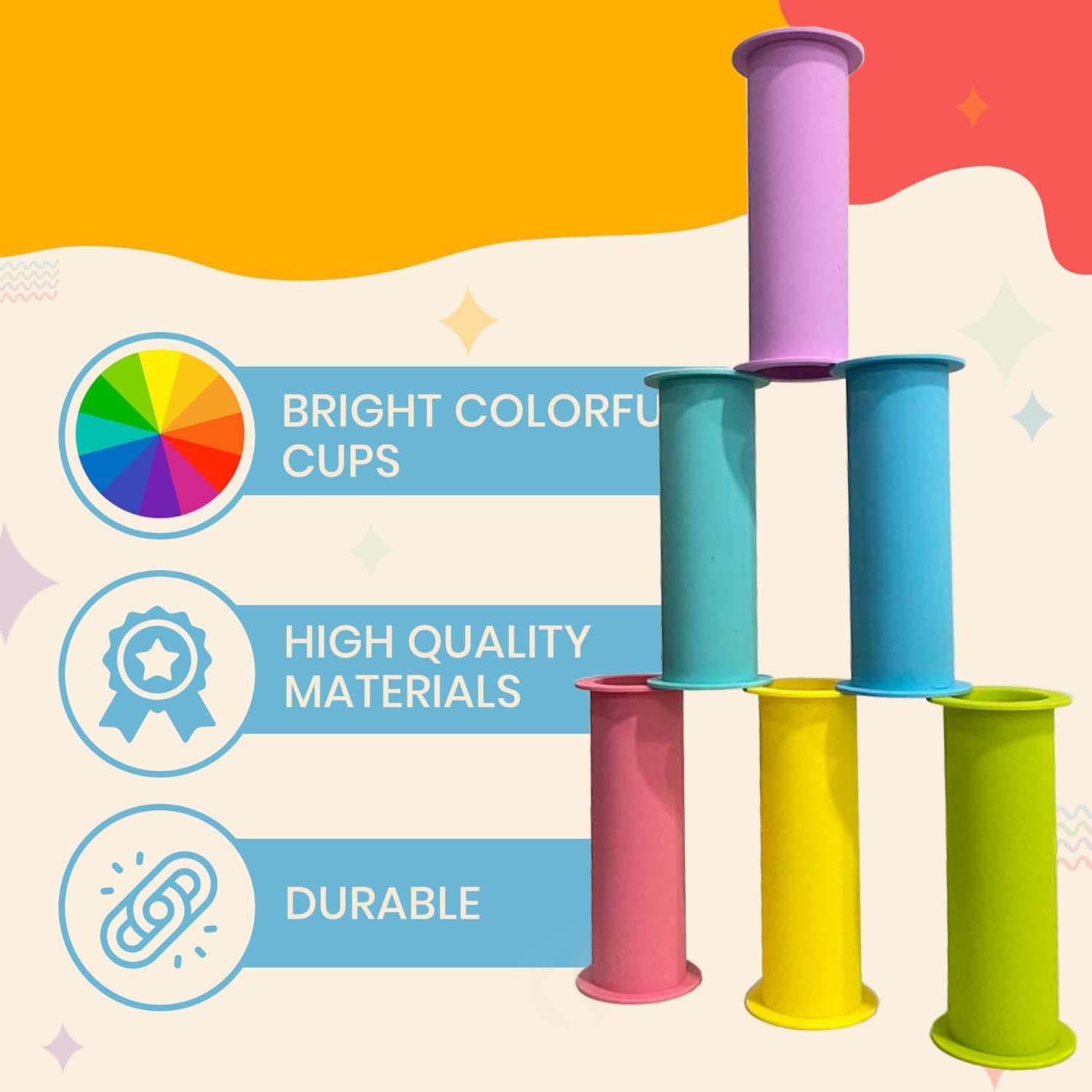 

Силиконовые детские стаканчики для складывания и радужные кольца - красочные развивающие игрушки для младенцев и детей