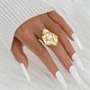 European & American Metal Texture Ring Set: Smooth, Exaggerated Geometric Open Rings for Women