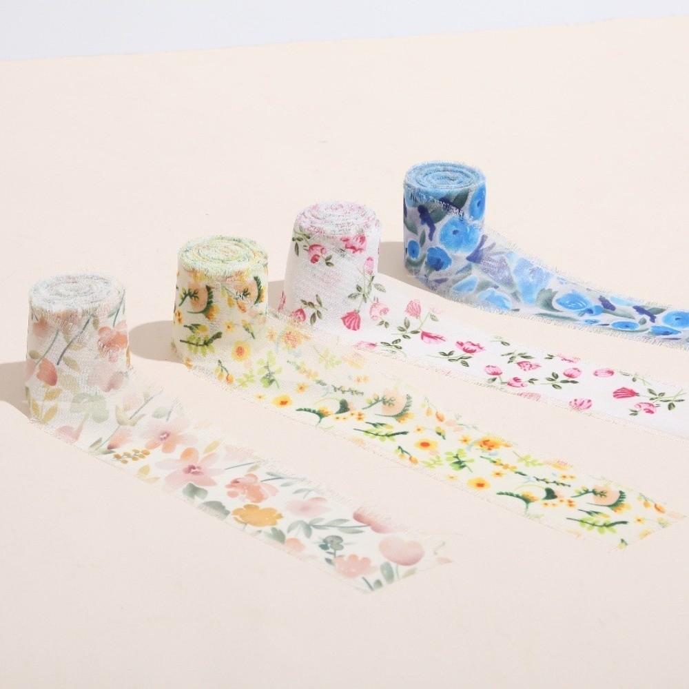 1/3 Rolle Satinband mit aufgedruckten Blumen 4 cm Breite Seidenband Ausgefranste Kanten Handgefertigtes Bastelmaterial Chiffonband Hochzeitseinladung