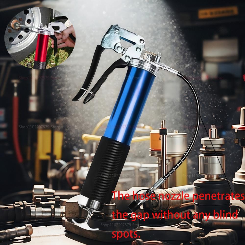 Manual Grip Grease Gun Aluminum Alloy Mini Grease Gun 400CC Handheld Grease Filling 6000-7000PSI with Flexible Hose