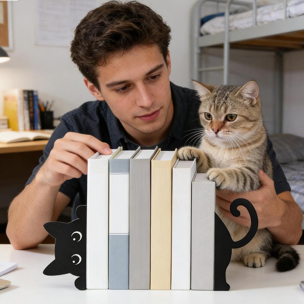 Katten Boekensteunen Creatieve metalen boekensteun met katten thema Schattige Kat vorm Stopper Boeken display stand voor Thuis Boekenkast Slaapkamer