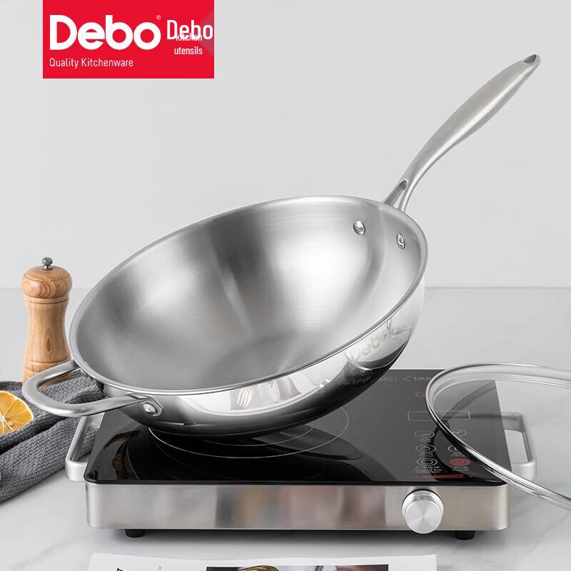 Debo 32cm Stainless Steel Non-Coated Wok