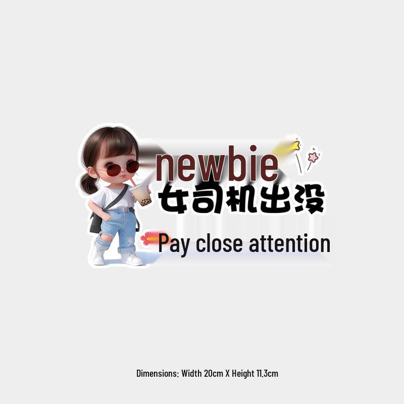 New Female Driver Alert: High Attention Personality Warning Rear Windshield Sticker