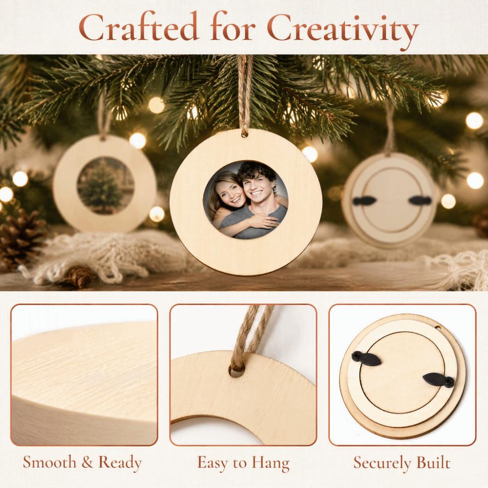 10Pcs Set Hanging Rope Round Wooden Frame 3.94in DIY Wooden Crafts  DIY Crafts Project