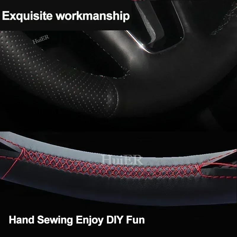 Black Steering Wheel Cover Wrap Artificial Leather Hand-sweing Protector For Hyundai Solaris Verna i20 i25 Accent 2008-2014