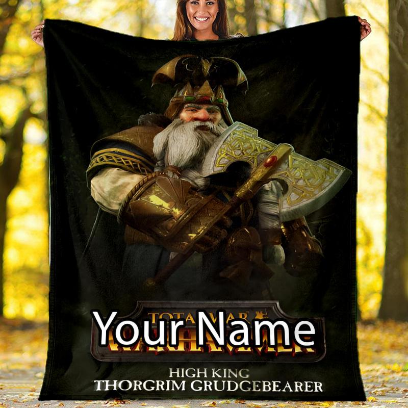 Custom Name Total War Warhammer Theme Printed Blanket - Perfect for Couch, Bed, Travel & Outdoor Use | Machine Washable, Cozy & Durable.