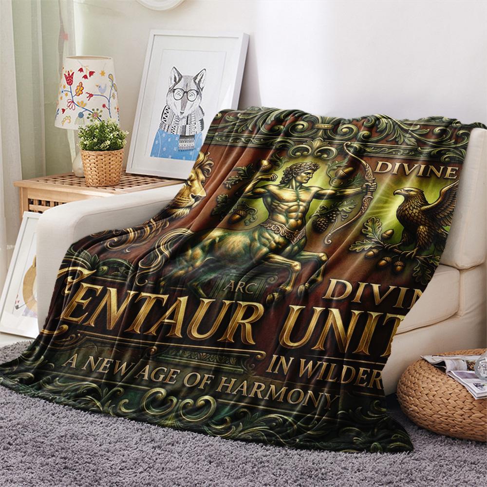 1Pc Centaur Print Flannel Blanket, High quality Comfortable for All Seasons, Home Decor, Warmth and Comfort, Perfect for Christmas Gifts
