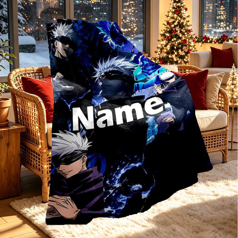 Couverture Imprimée Personnalisée au Nom Jujutsu Kaisen, Décoration Intérieure, Chambre à Coucher, Canapé, Camping, Canapé, Cadeaux pour Anniversaire Noël