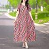 Women's Print Maxi Dress, Short Sleeve Loose Casual Summer Dress with Pockets (XL-5XL)