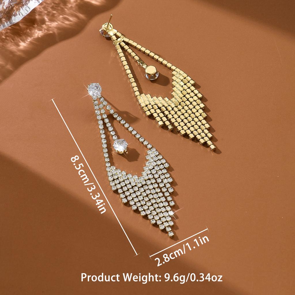 Modische und vielseitige konische Quastenohrringe mit Strasssteinen, leichter Luxus und hochwertiger Ohrschmuck für Damen
