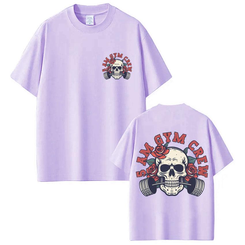 5 Am Gym Crew Skeleton Graphic T Shirt Unisex Women Fashion Aesthetic Gothic Tshirt Oversized Cotton Casual Tshirts Streetwear