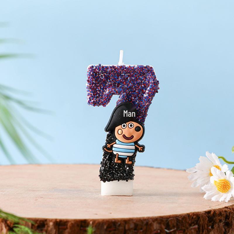 Pirate George Digital Birthday Candles: Party Atmosphere Cake Decorations for Kids