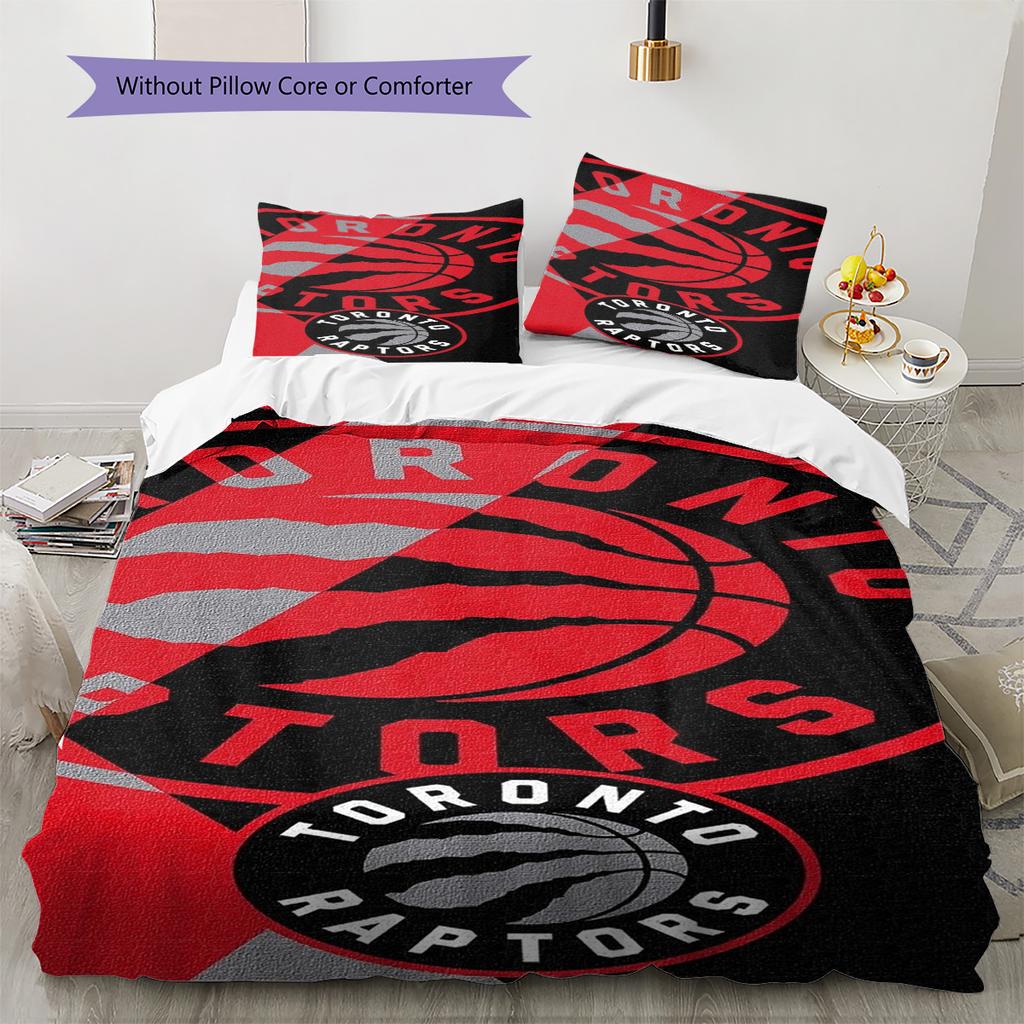 Toronto Raptors Pattern Bedding Set Quilt Cover Pillowcase Home Decor Gift (1 * Duvet Cover + 2 * Pillowcase, Without Core)