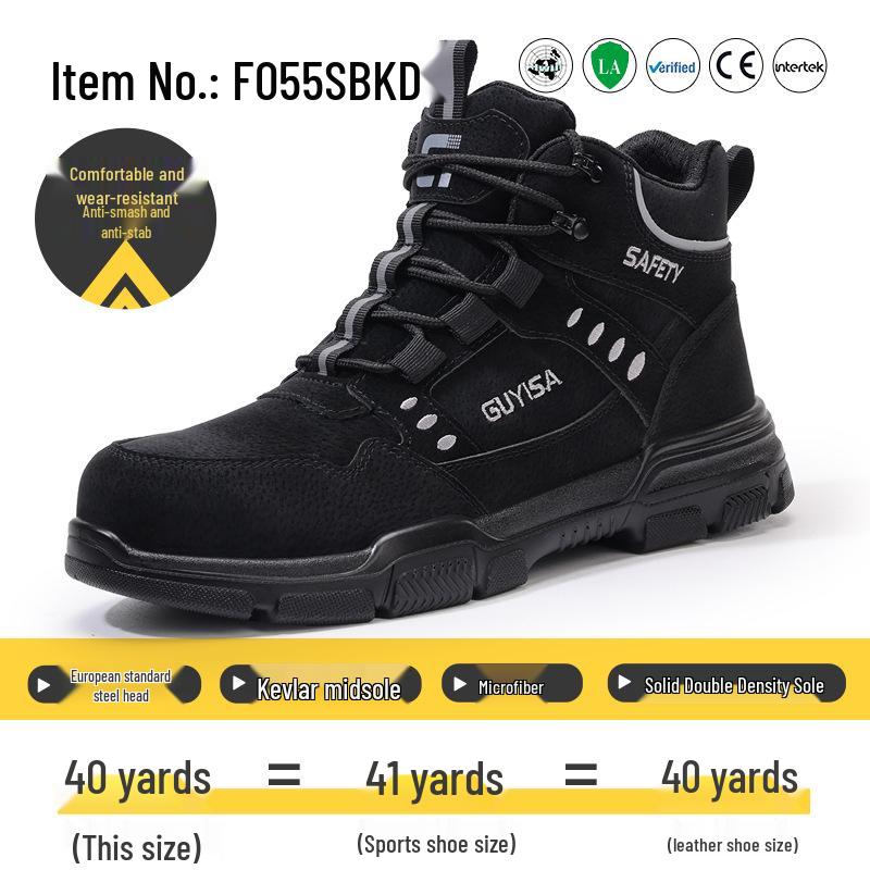 Men's Steel Toe Anti-Puncture Safety Shoes with Smart Button Closure