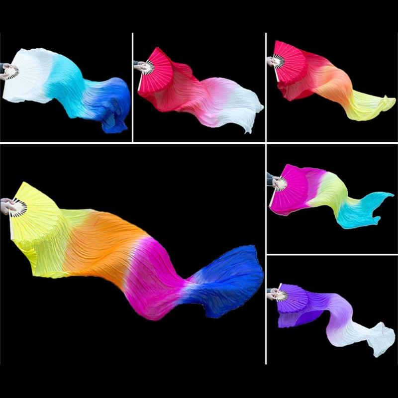Všestranné závoje na břišní tanec z umělého hedvábí Dlouhé skládací vějíře pro soutěže a lekce Taneční vějíř Perfektní pro studia