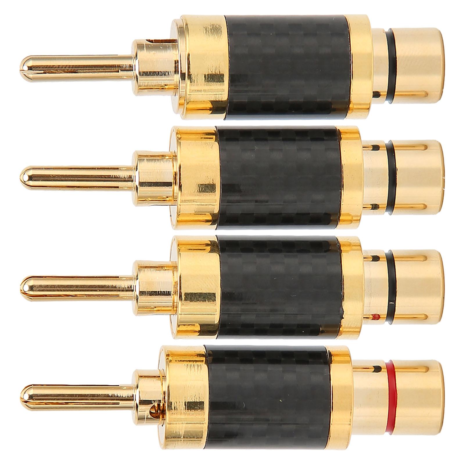 

4 шт. банановый штекер, латунный, позолоченный, черный, карбоновый, разъем для провода 7,5 мм