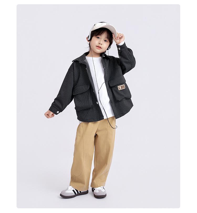 Boys' Stylish Long-Sleeve Turn-Down Collar Shirt - 2025 Spring/Autumn Collection