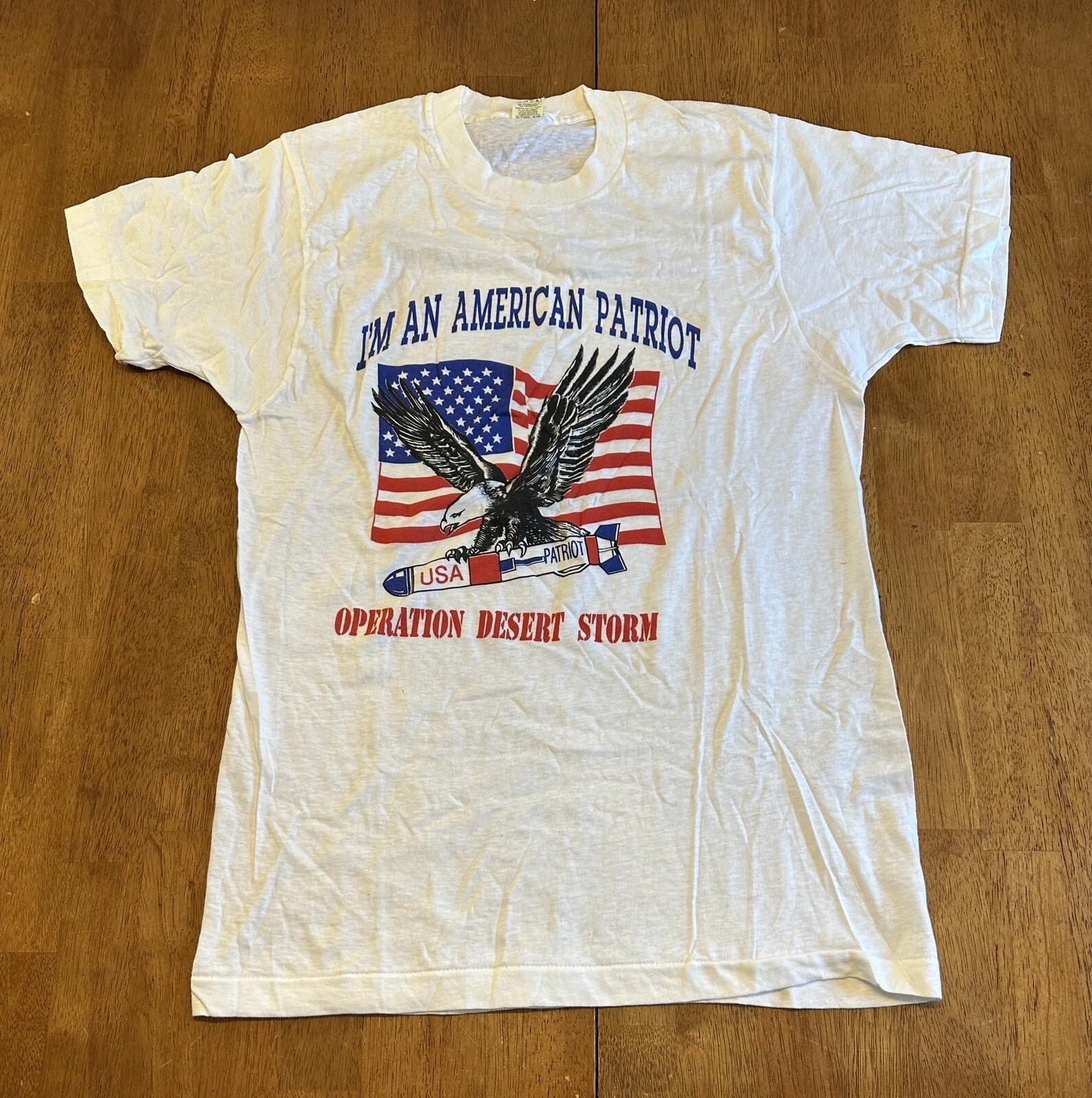 Vintage 90s Operation Desert Storm American Patriot T Shirt Fits Medium 1991 S