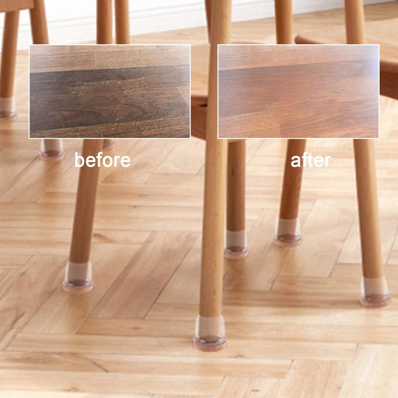 8pcs Chair Leg Covers Silicone Felt Bottom Anti-slip Table Legs Mats Elastic Soft Furniture Foot Protector Pads Floor Protection