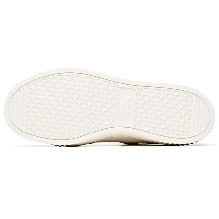 Anta Synthetic Leather Slip Resistant Abrasion Resistant Low top Skateboard Shoes Men's Ivory White/Black 912028020-1