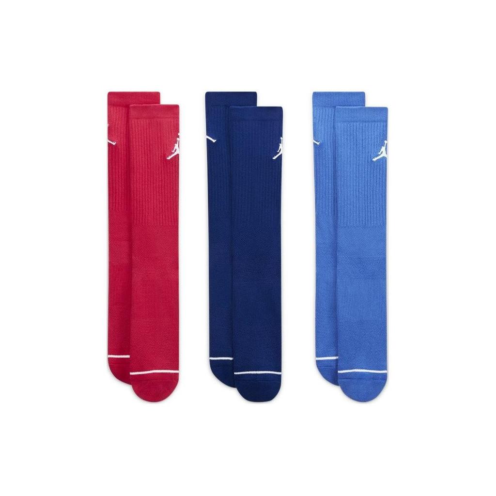 Jordan Crew Socks Men's 1 Set 3 Pack Red/Blue/Navy Blue SX5545-600