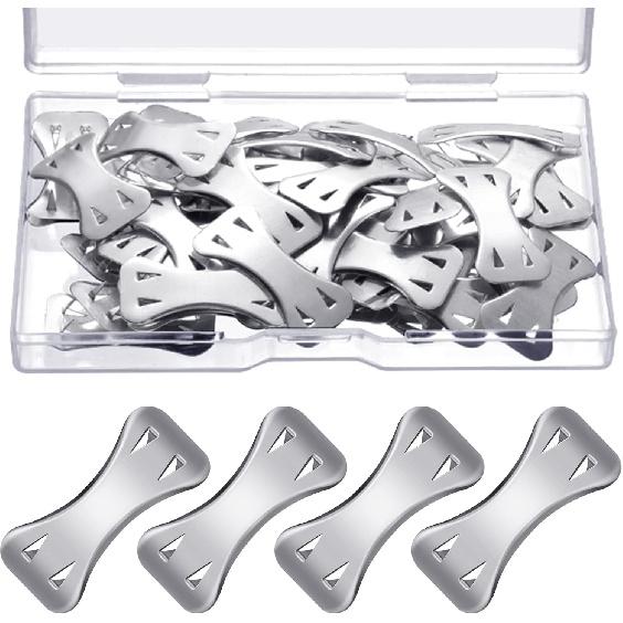 Tondiamo 50 Pieces Elastic Bandage Clips Only Bandages Wrap Clips Metal Aluminum Swathe Fasteners P with Plastic Storage Box Replaceable Wrap