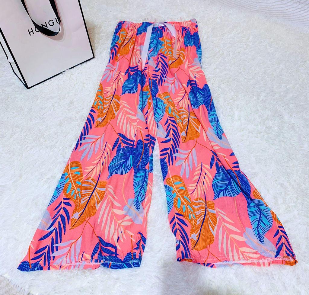 Damspecifika Plus Size Byxor i Bomull och Silke med Vida Ben - Casual Niopunktslängd för Hem & Utomhus