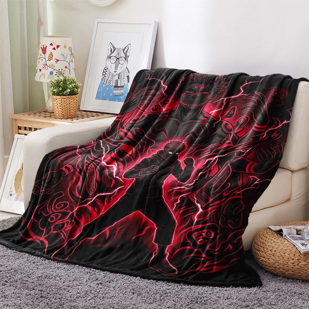1PC Jujutsu Kaisen Patterned Flannel Blanket Suitable For All Seasons For Home Decor Warmth And Comfort Gifts Holiday Present