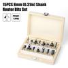 15-Piece 8mm Router Bit Set - Wood Trimming & Carving Kit
