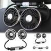Car 2-head Cooling Fan 360° Neck Rotation USB Silent with Light Powerful Fan 3-speed Car Cooler Car Rear Seat Headrest Fan