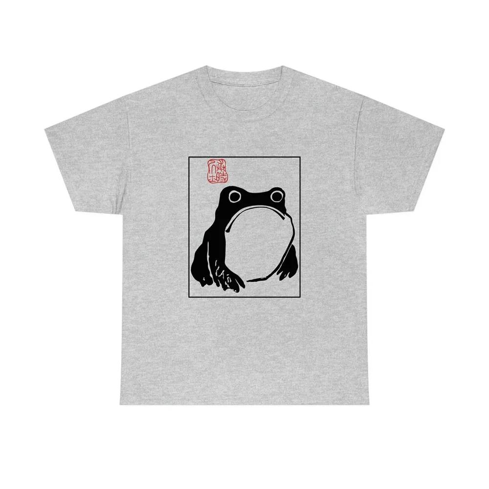 

Summer New Arrival Unimpressed Frog Printing Unisex Aesthetic Tshirt Japanese Harajuku Style Vintage Tees Unisex Women Grumpy Tops S