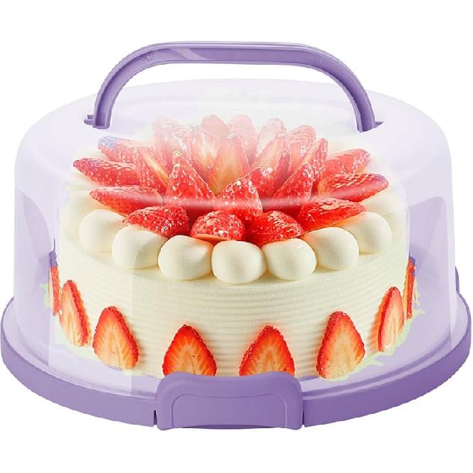 Velký 10palcový stojan na dort s držákem, víky a držadly, nádoba pro přepravu, podnos na dort s poklopem, kulatá kuchyňská nádoba na skladování muffinů