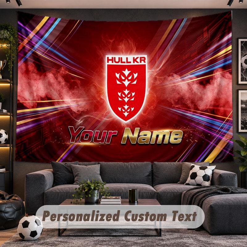 Wall Hanging Tapestry Custom NameHull KR Pattern Personalized Printed Fabric Wall Decor