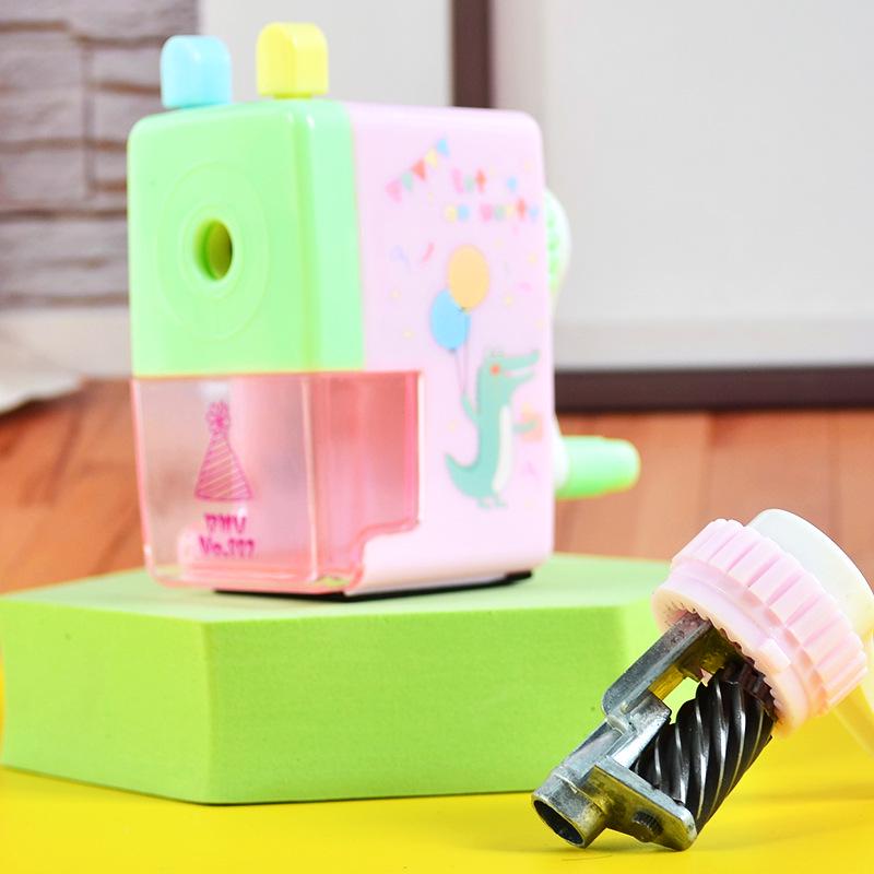 Cartoon Hand-Crank Pencil Sharpener for Students & Children розовый