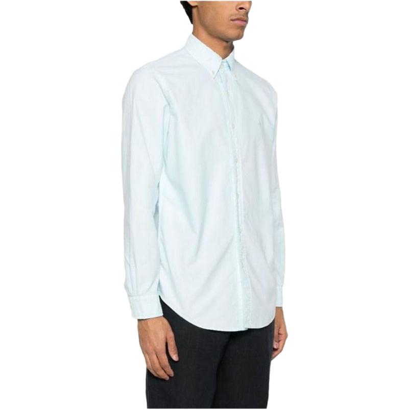 Polo Ralph Lauren Solid Color Polo Collar Logo Button Long Sleeve Shirt Men shirts Blue 710968913-005