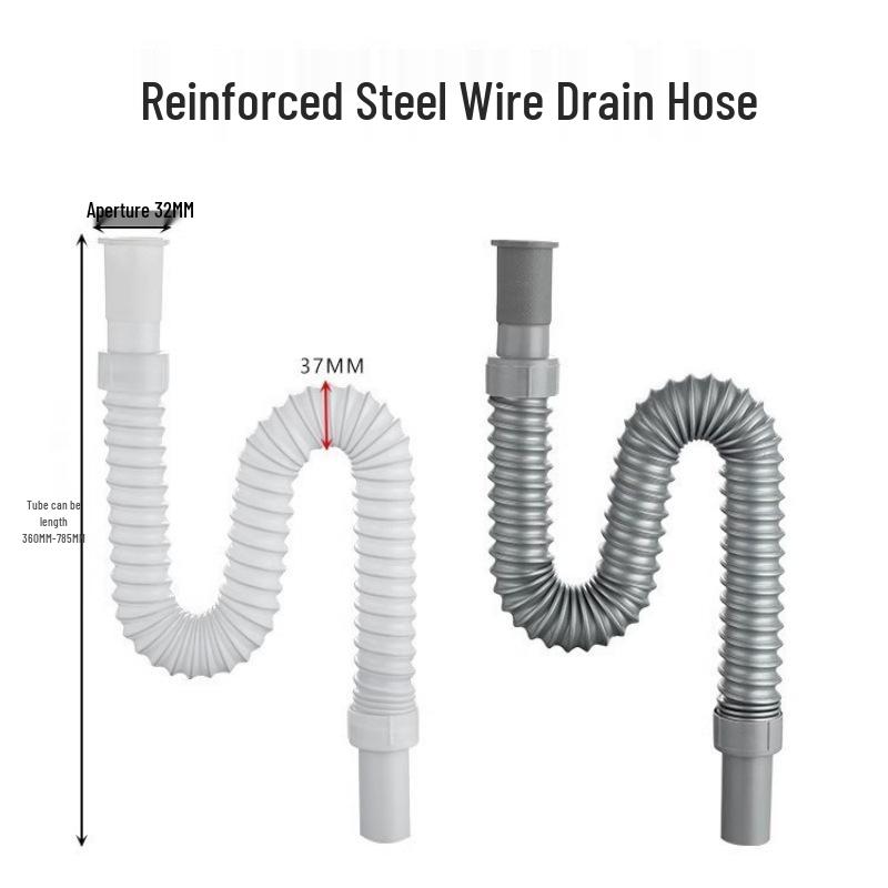 Tuyau d'extension rétractable en PVC de 80 cm pour évacuation d'égout pour évier et machine à laver