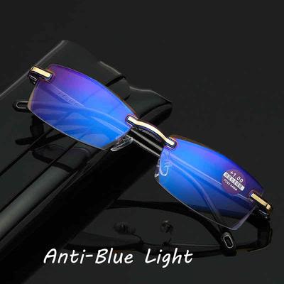 Diopter Reading Glasses Rimless Eyewear Trendy Men Women Anti Blue Light Prescription Eyeglasses Resting Lenses Computer Glasses
