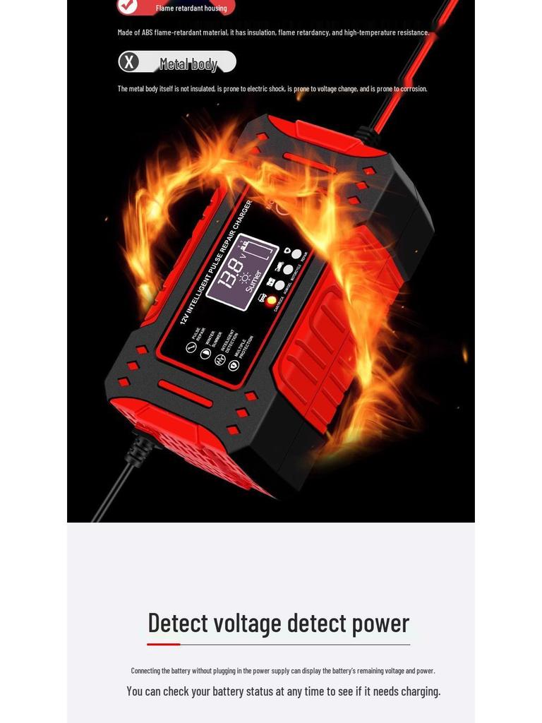 12V 6A Lead-Acid Battery Charger for Motorcycle & Car - Compatible with EU, US, UK, and AU Standards