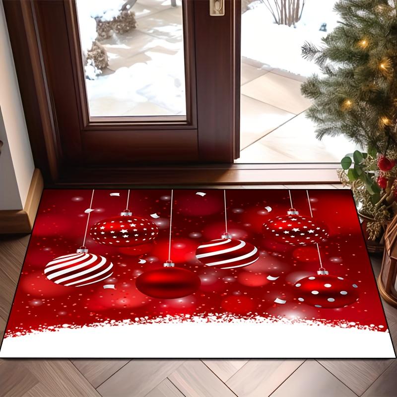 

Festive Christmas Doormat with Red & White Bells, Snowflakes, and Merry Christmas Design – Non-Slip, Machine Washable Indoor/Out 60x90cm